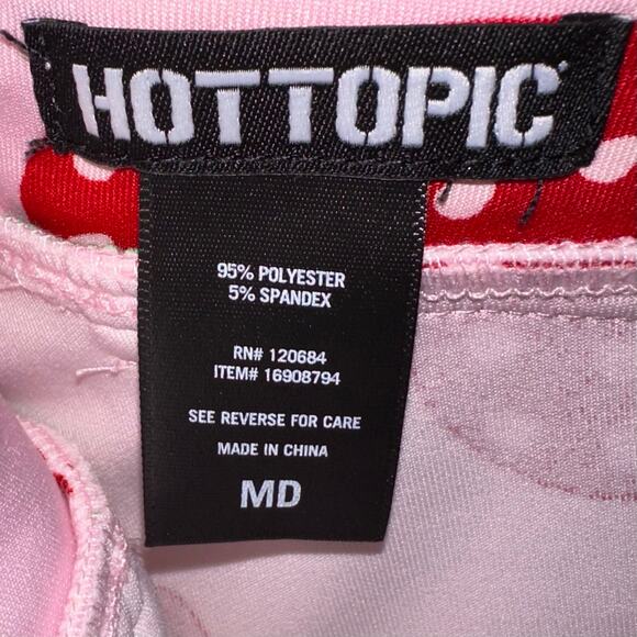 Hot Topic Pink Strawberry Print Shortalls Size Medium - Picture 3 of 12